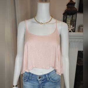 JELLA COUTURE SWING CROP TANK TOP, LITE PINK L